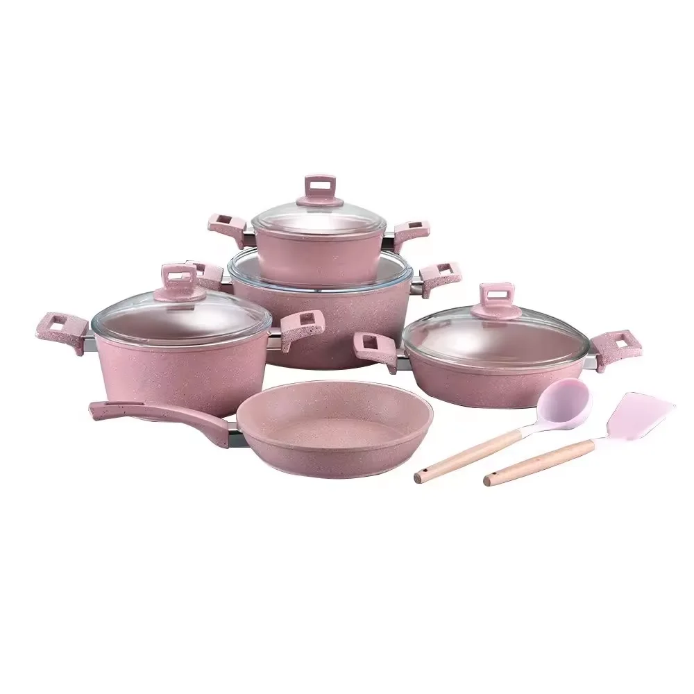 High Quality Modern Induction Ready 11-Piece Ceramic Forged Aluminum Cookware Set with Non-Stick Pots and Pans Wholesale