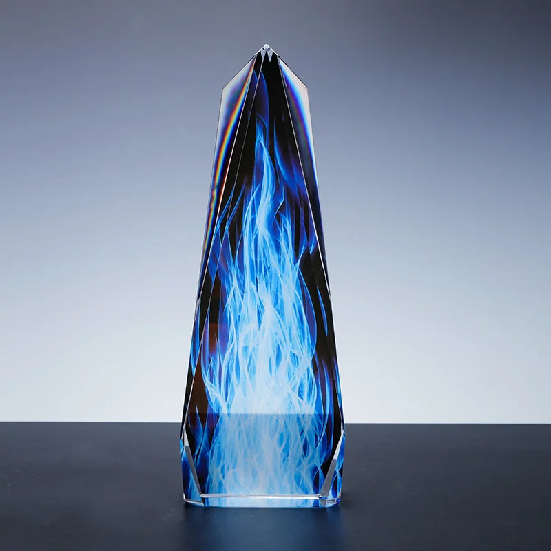 Factory custom k9 crystal color print Blue Iceberg trophy can be awarded iceberg trophy supplier