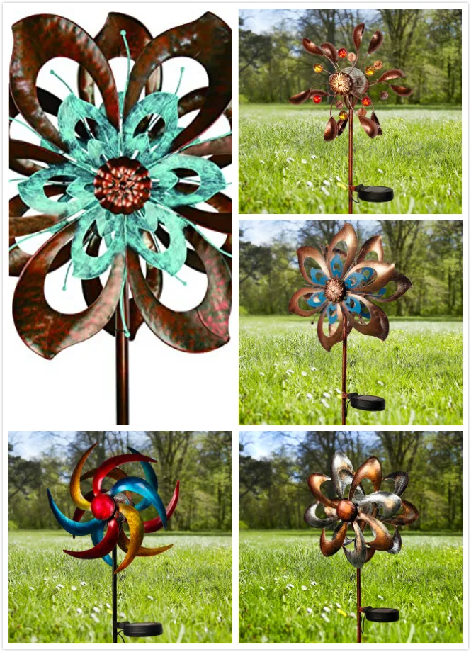 Metal Garden Light Solar Powered Windmill Glass Ball Wind Spinner Buy
