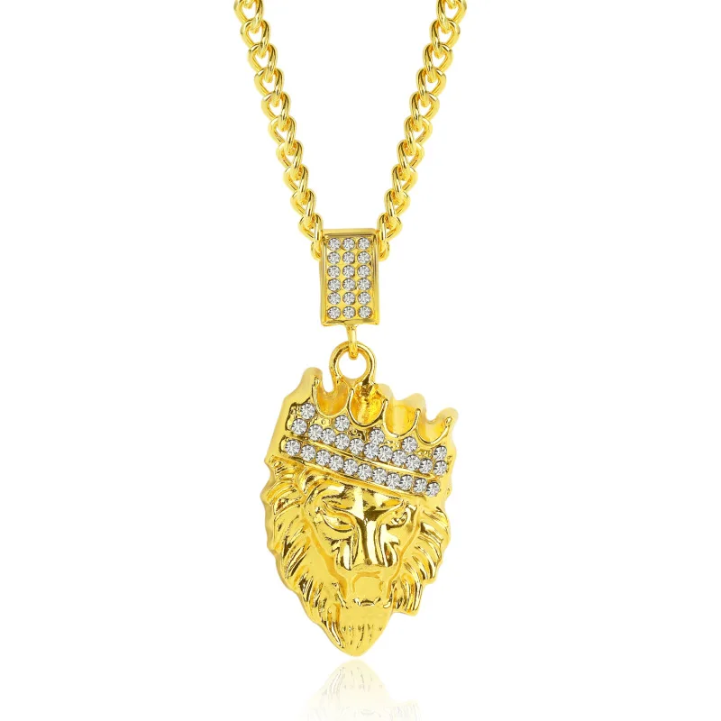Gold Lion Necklaces Pendants Women Men Hip Hop Jewelry Statement Metal Alloy Long Chain Necklace Punk Style 