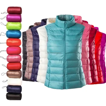 Womens Packable Lightweight Quilted Short Puffer Down Vest Waistcoat Slim fit Bubble Gilet