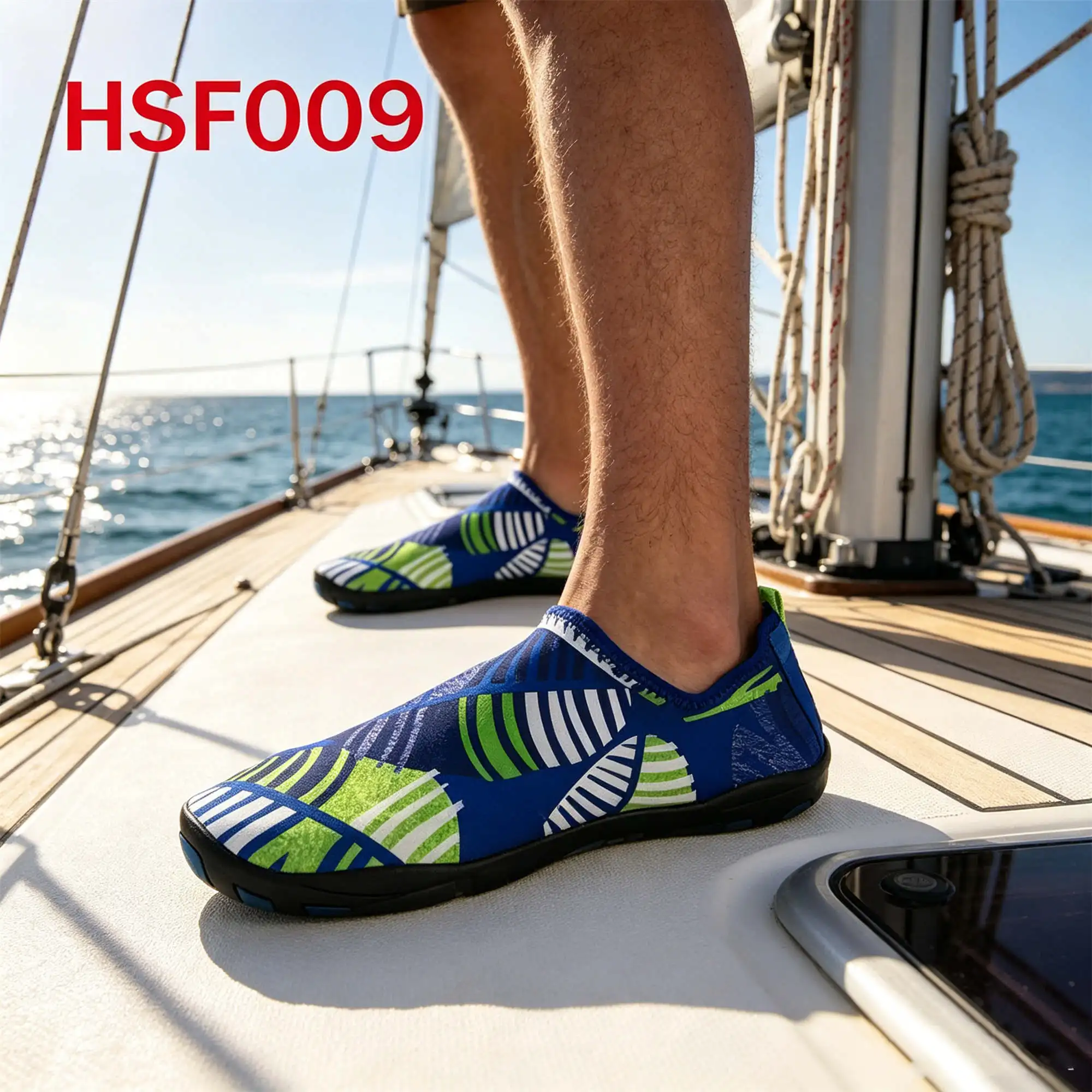 ZYF,Paddle Boarding Fast-drying Fabric Swimming Shoes with Graphic Print Prevent Slipping Outsole Blue Barefoot Shoes HSF009