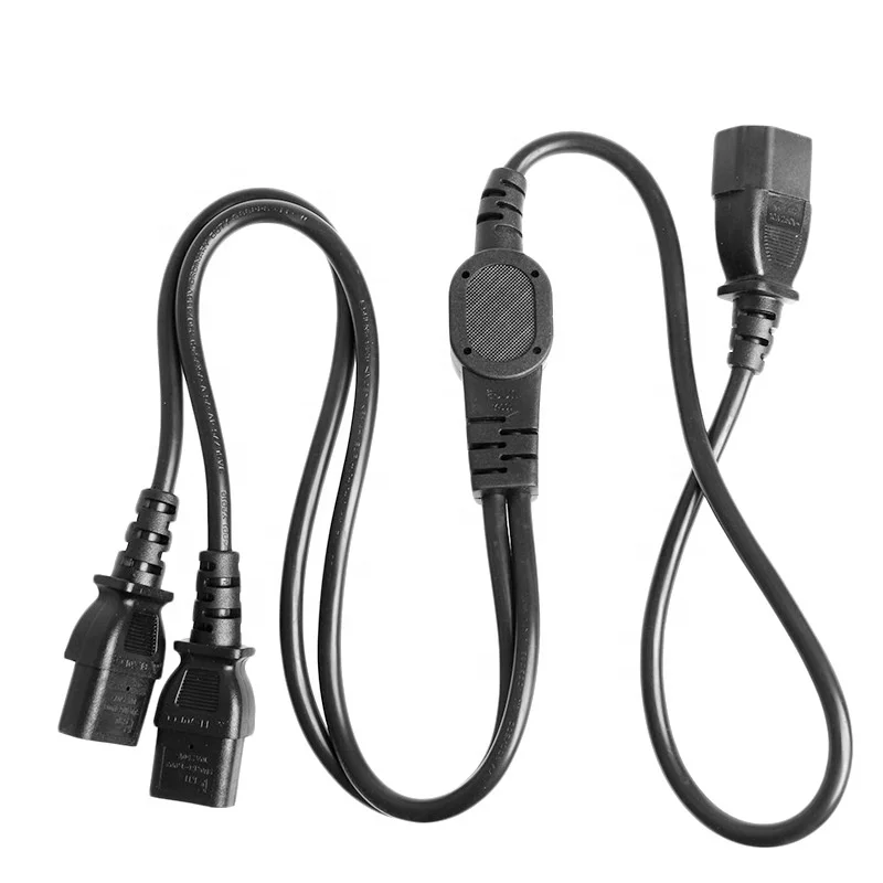 50cm UPS PDU Server Y Splitter Power Cord IEC320 C14 to 2 X C13 10A 250V Extension Cable 3X18AWG
