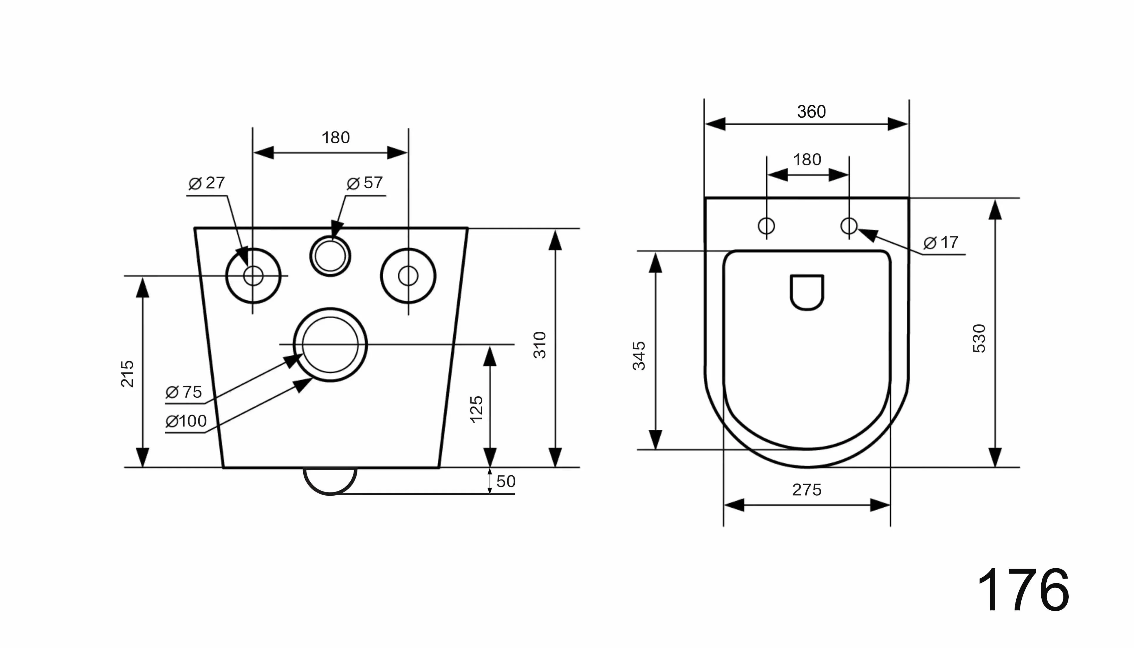 AIDI European Style Modern Bathroom Matt Black Rimless Round Wall Hung Toilet details