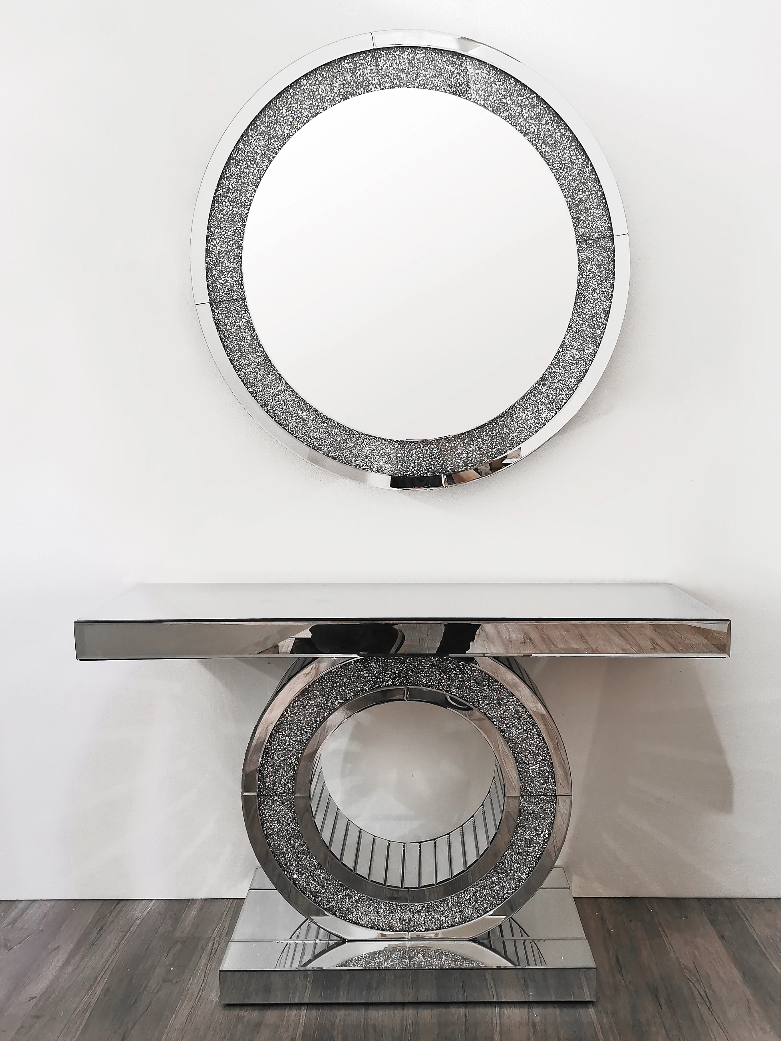 Fair Price Elegant French Style Cheap Crushed Diamond  Mirrored Console Table