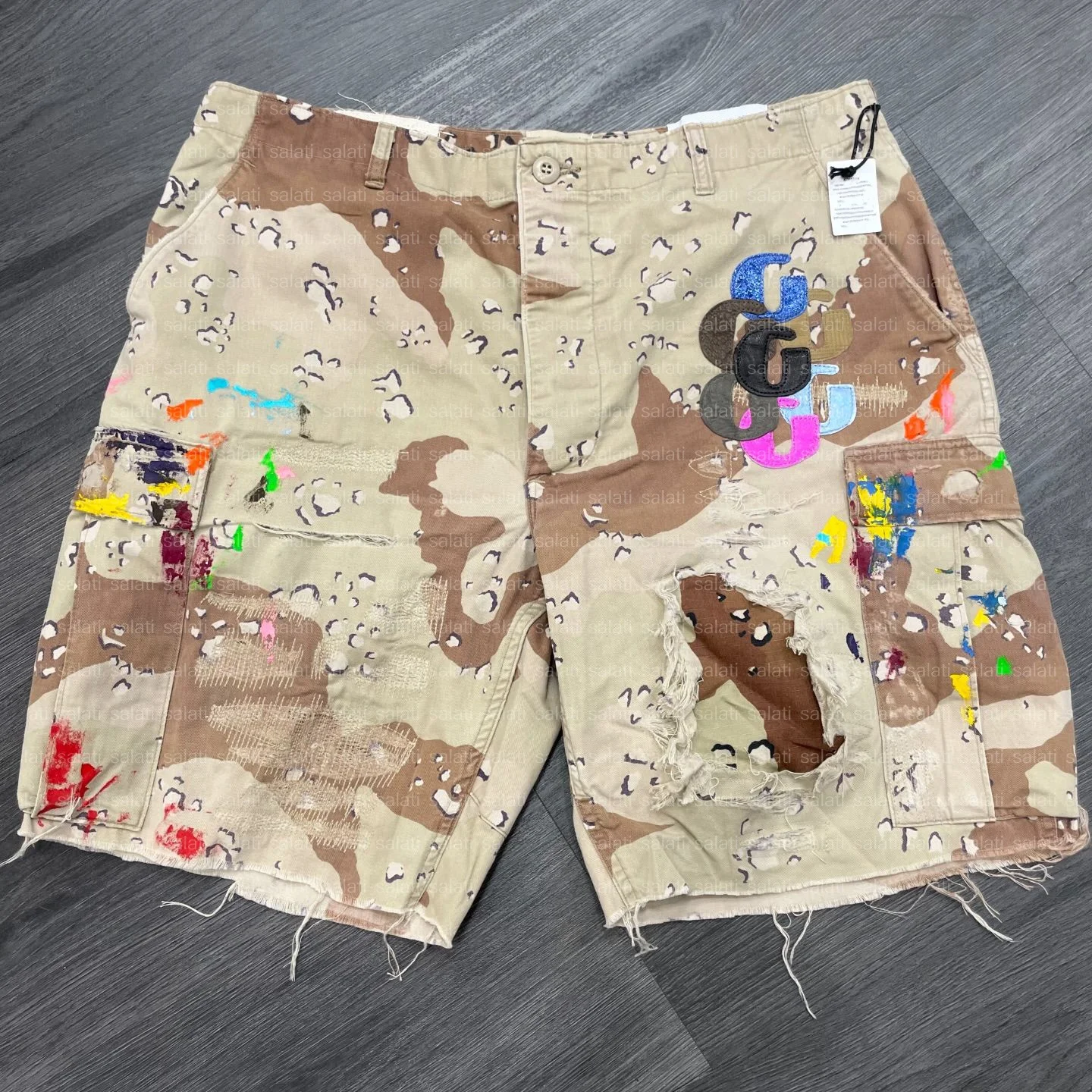 Custom Designer Streetwear Summer Casual Embroidery Patch Printed Utility Baggy Trousers Camouflage Camo Cargo Shorts for Men