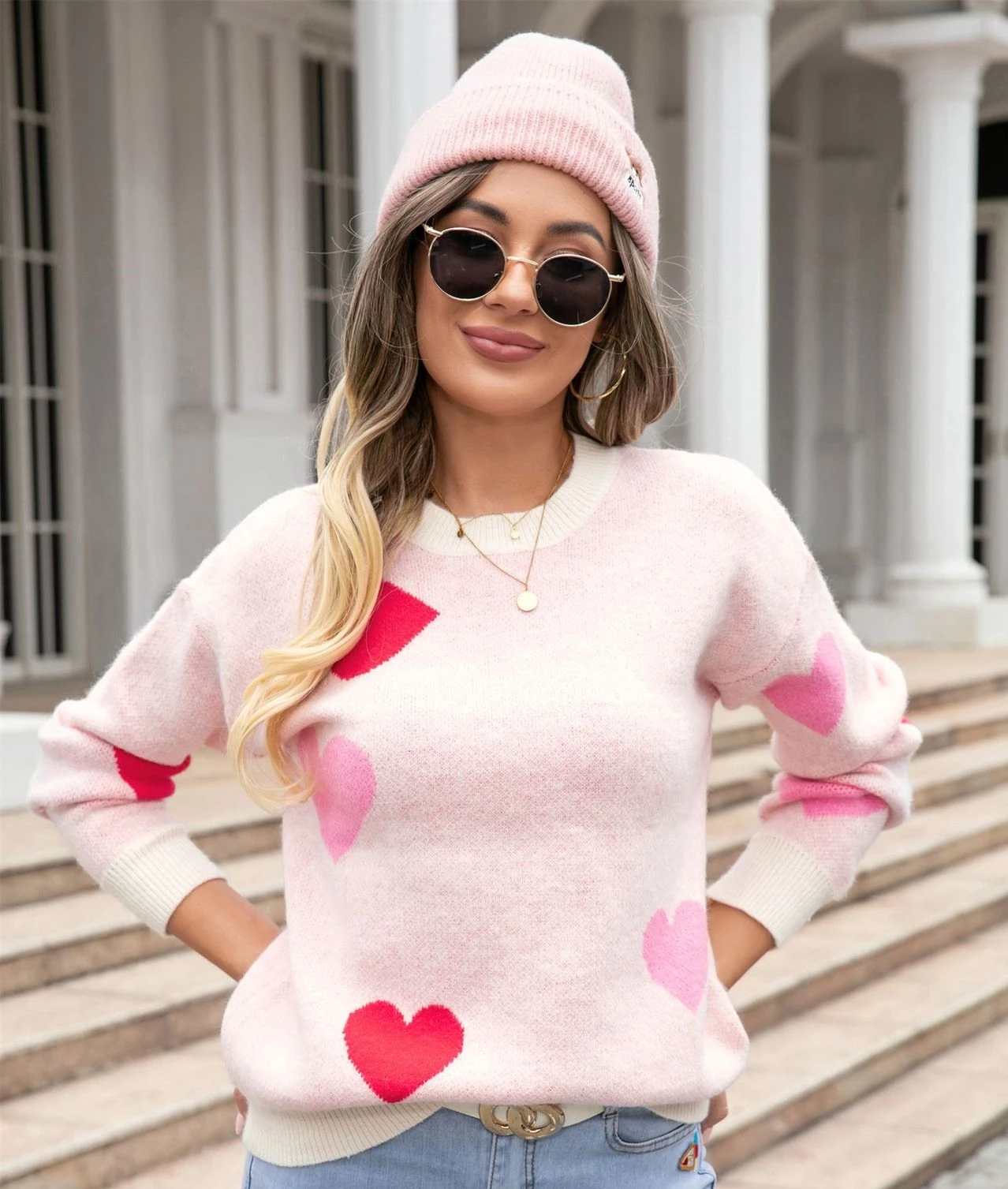 New Arrivals Spring Love Heart Sweater Valentines Day Pink Heart ...