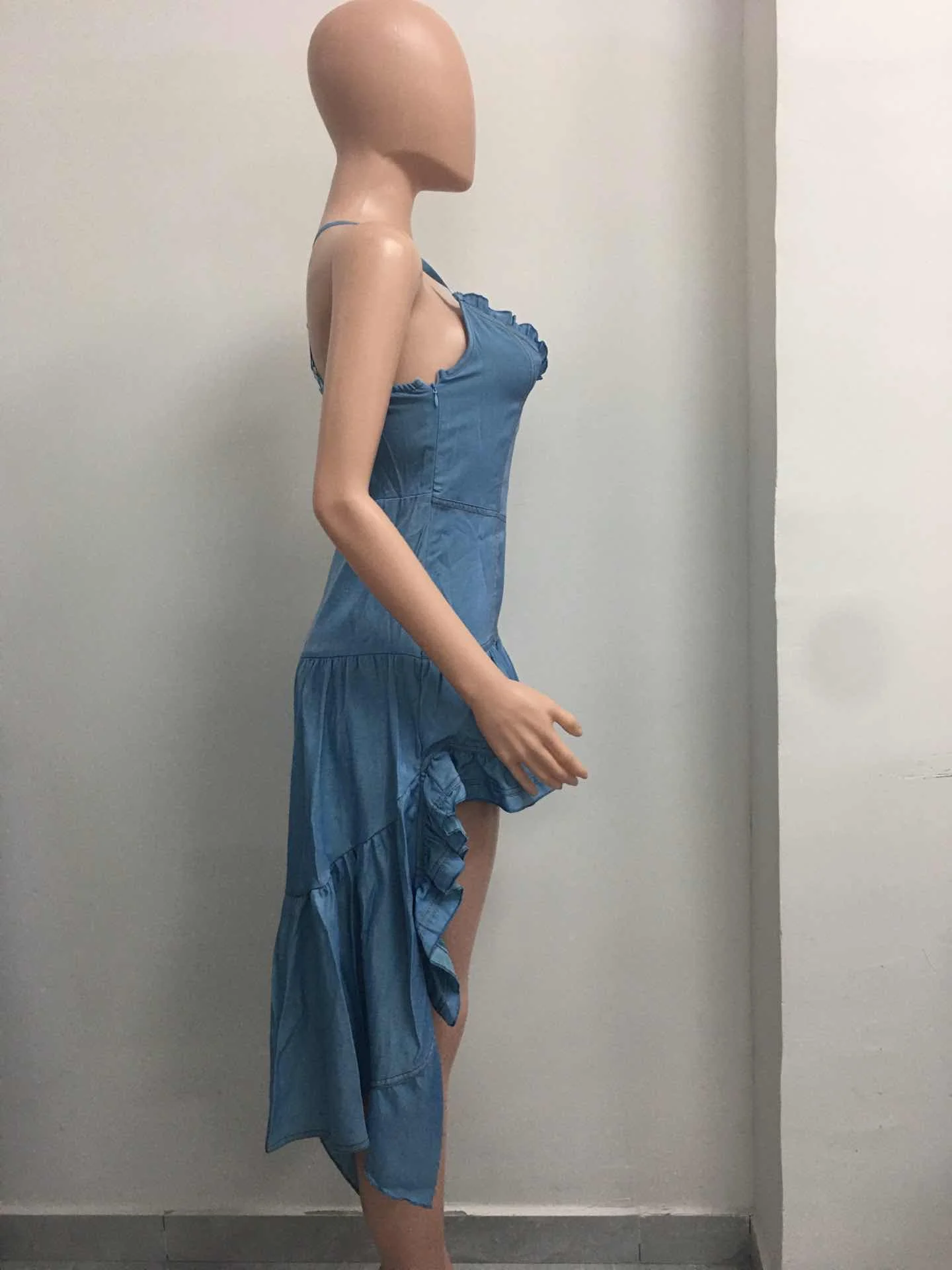 ruffled denim dress Steve Madden Harley Denim Dress FADEDBLUE / L main image 0
