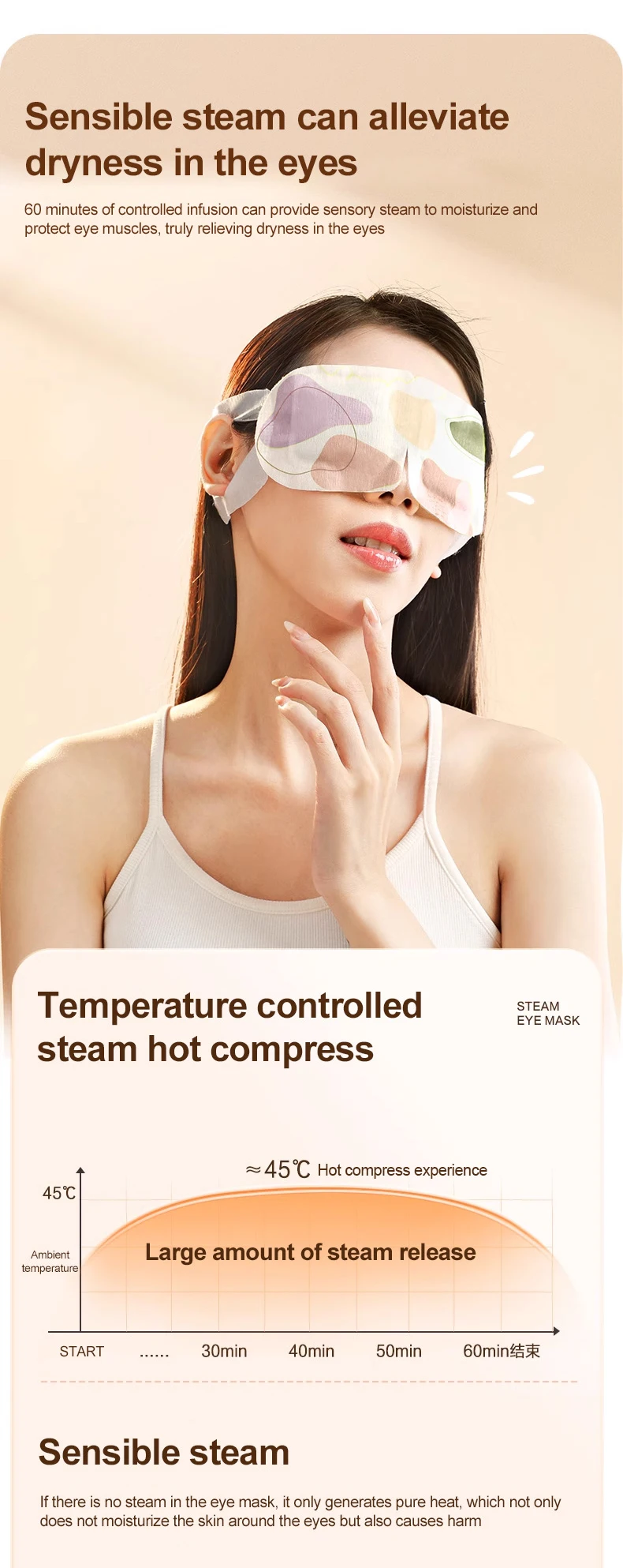 Steam Eye Mask for Migraine Relief With Adjustable Strap and Lavender Aromatherapy Hot Sale
