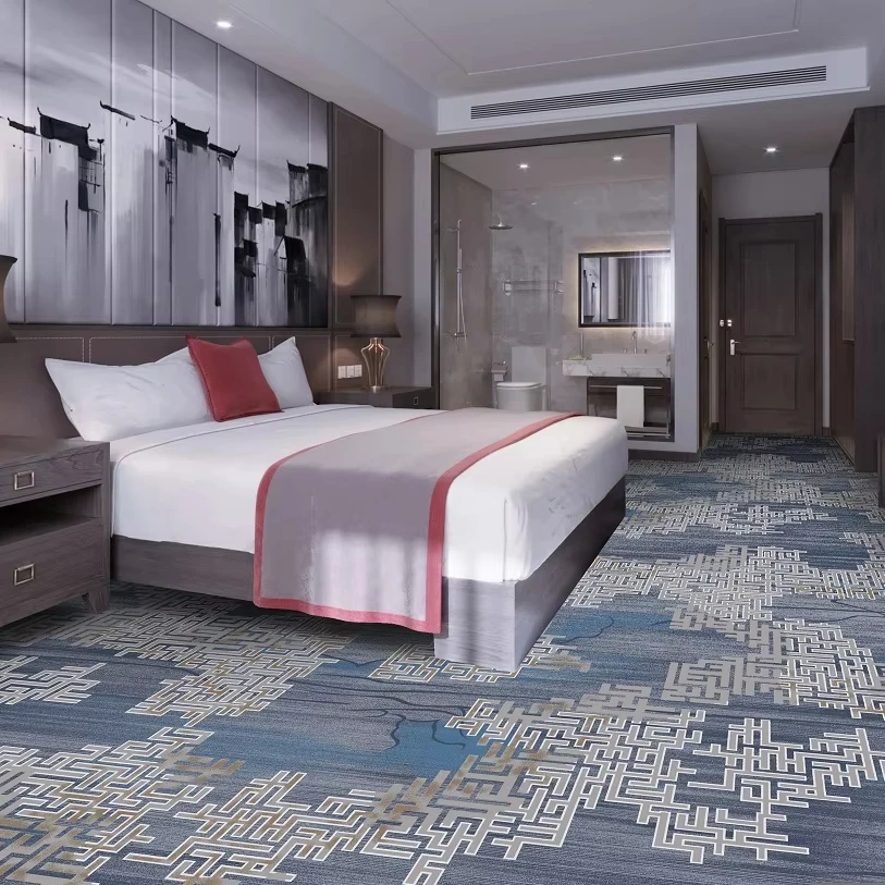 Machine Printed 100% Nylon Wall to Wall Carpet High End Hotel Hall Customized Modern Design Large Size Carpet for Restaurant