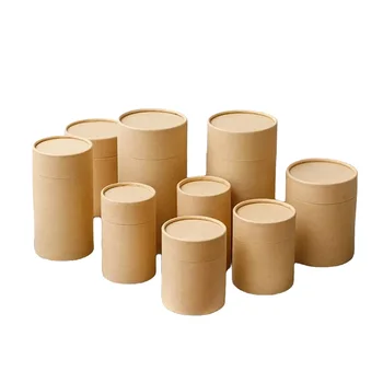 Biodegradable Custom Kraft Tube Boxes Recycled Cardboard Paper Tubes Round Cosmetic Containers Cylinder Packaging