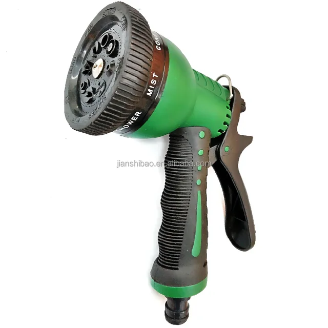 High Pressure Hose Nozzle Plastic Multi Pattern Spray Nozzle  Garden Water Gun With Soft Grip