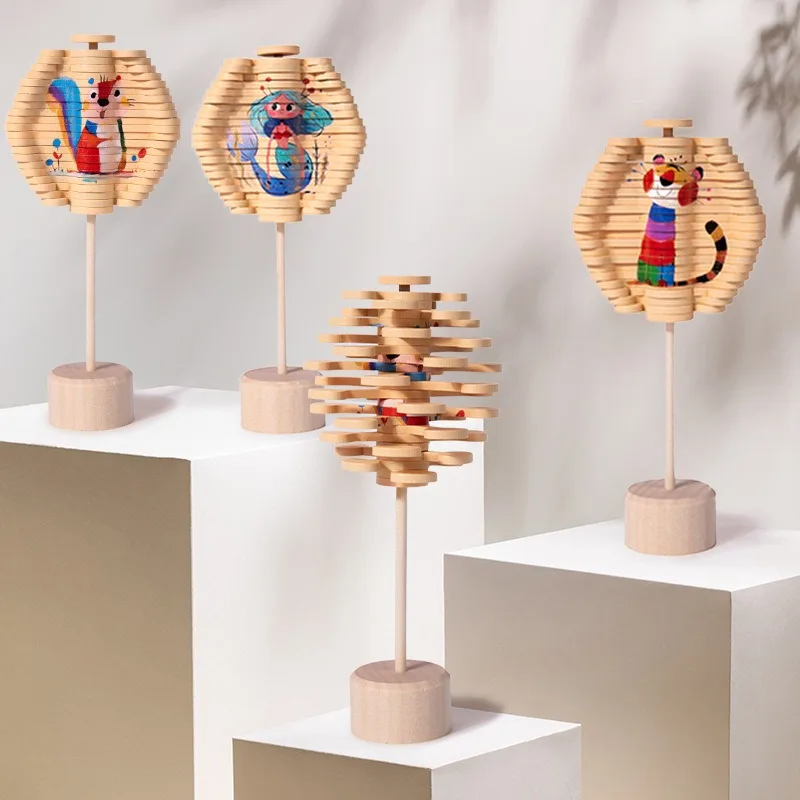 Spiral Tree Rotating Lollipop Wooden Fibonacci Sequence Children's Interesting Decompression Toy