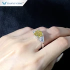 Diamond Ring Cushion Ring Tianyu Gems Big Size Yellow Moissanite Cushion Cut White Gold Diamond Ring For Women