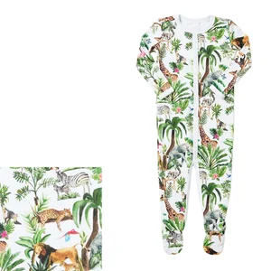 New Design Custom Printed Organic Cotton Baby Footed Clothes Toddler Boys Girls  Romper Kids Clothing