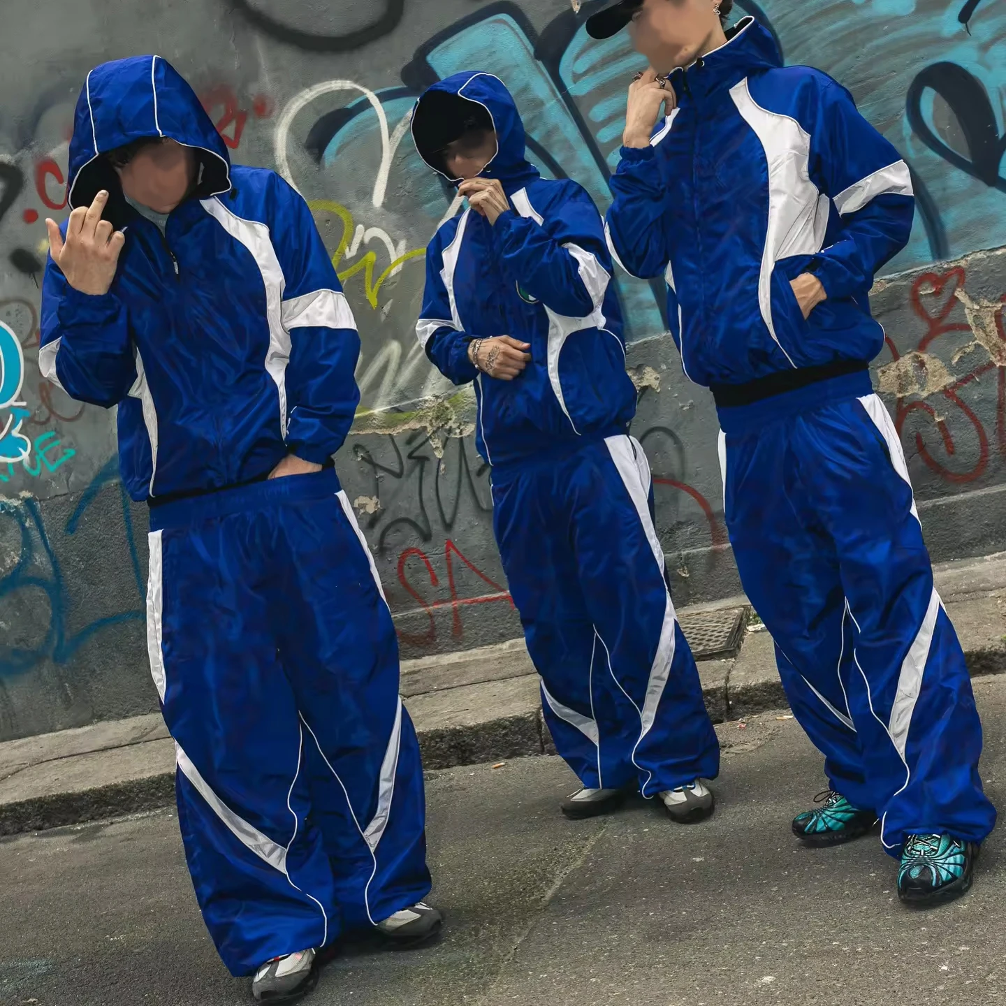 Salati 3D Puff Printing 100% Cotton French Terry Sportswear Reflective Tracksuit Reflective Tracksuit