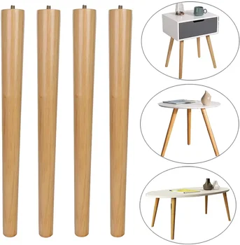 Wood Table Legs Modern Bedside Shaped Slab Custom Oak Tapered Solid Round Side Dining Coffee Furniture Wood Table Legs for Table