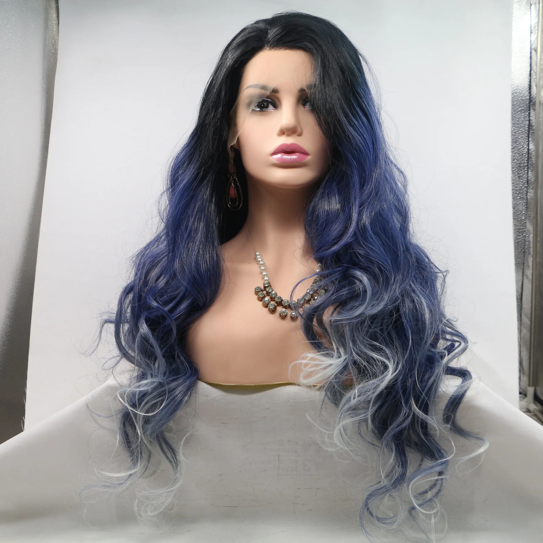 Halloween Mermaid Dark Blue Synthetic Women Long Curly Wavy Navy Blue Hair  Natural Cute Colorful Wig - Buy Cute Colorful Wig,Long Curly Blue Wig,Navy  Blue Colorful Wig Product on 