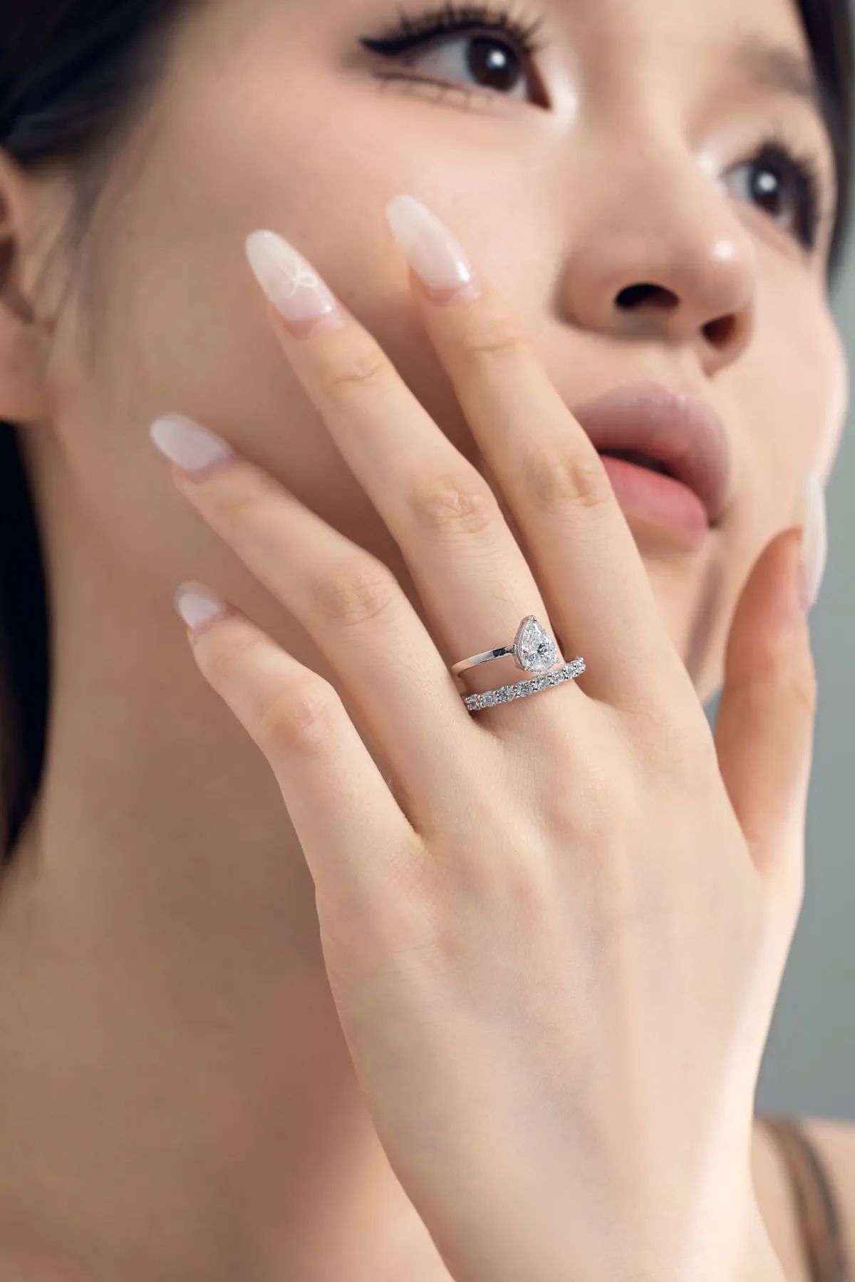 KAKODIY 925 Sterling Silver Engagement Wedding Ring Cubic Zirconia Pear Stackable Eternity Ring Jewelry for Women detail 3
