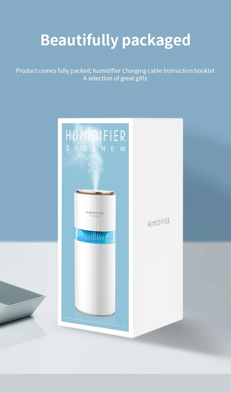 400ml Cool Mist Air Humidifier Car Usb Led Light Humidifiers Household