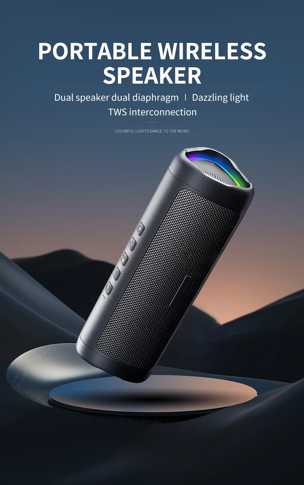 Portable Bluetooth Speaker With Deep Bass And Led Lighting_voghion.com
