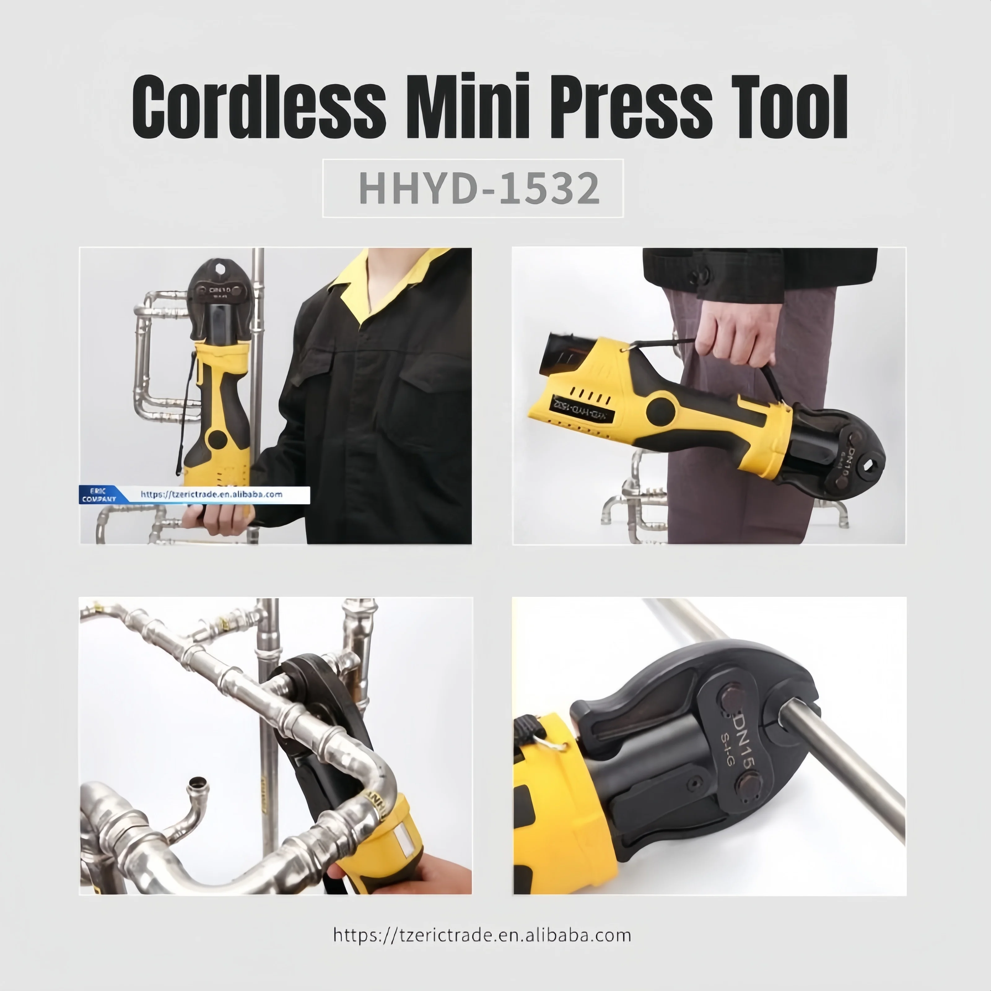 Высокорекомендуемый аккумулятор портативный профессиональный пресс Hvac набор инструментов 1/2 3/4 трубы обжимной сантехники медный PEX из нержавеющей стали