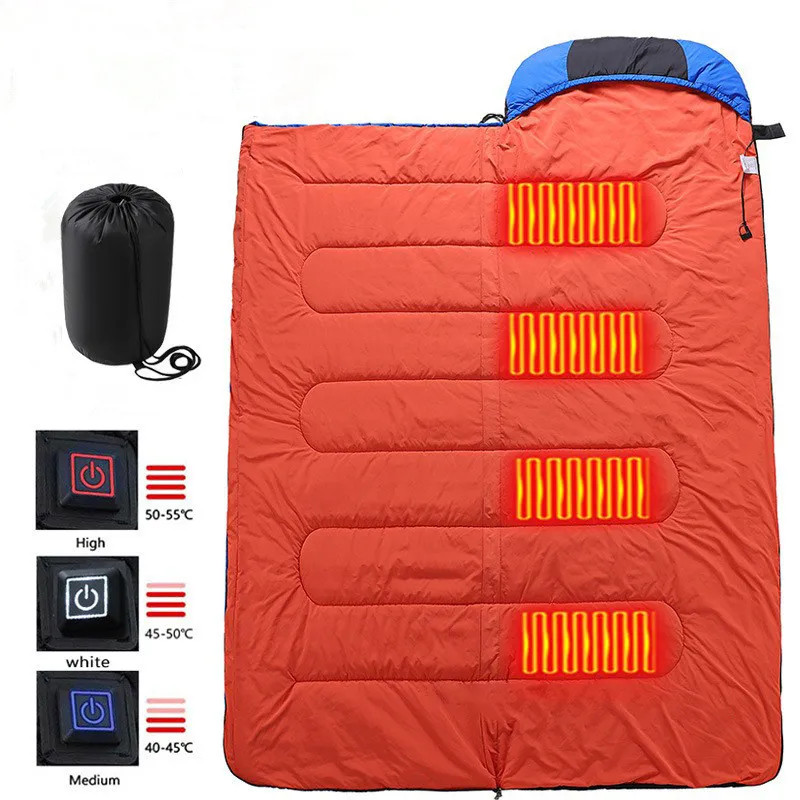Beheizter Camping-Daunenschlafsack mit USB-Heizfunktion