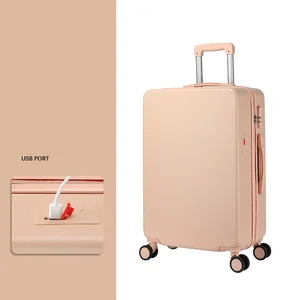Travel Trolley 360 Spinner Wheels TSA Lock Luggage Case Smart Suitcase With USB Port Charging Phone