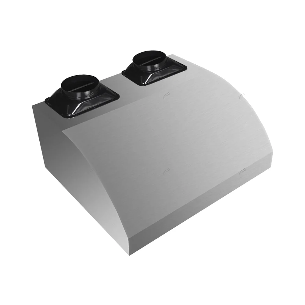 Campana extractora comercial eléctrica de acero inoxidable de gran tamaño con filtro deflector ventilado para uso en cocina y barbacoa doméstica.