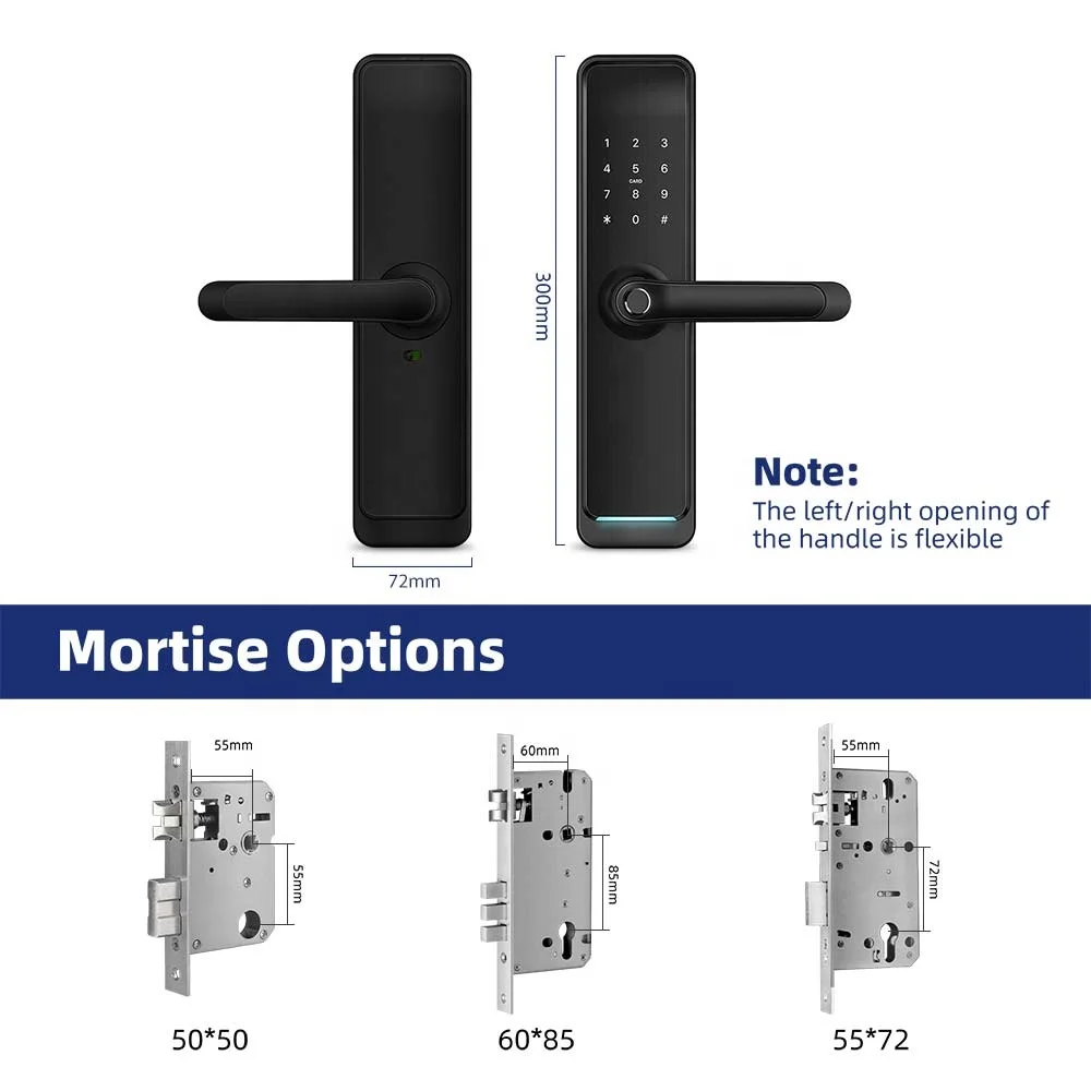 Home Security WIFI BLE APP QR Card Fingerprint Door Lock Digital Lock Intelligent Electric Smart Door Lock