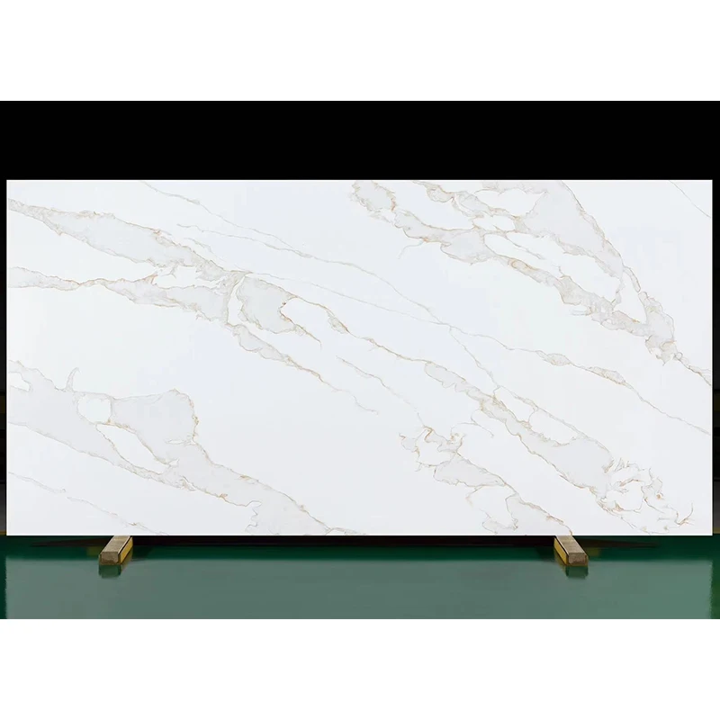 product factory price  high quality polishing quartz 3200mm1600mm tile glossy  with white wholesale artificial stone  customized size-2