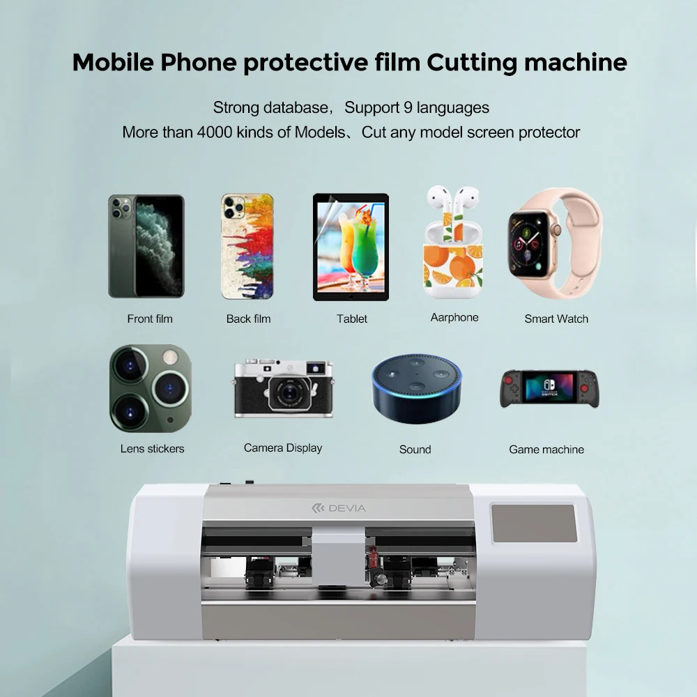 Devia 2022 Full Automatic Hydrogel Film Cutting Machine 30s Fast Cut Intelligent Screen Protector Plotter Mobile Phones GPS TPU