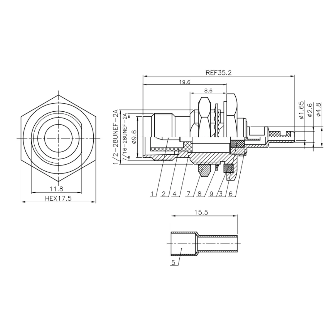 product rp tnc c ky15 big hexagon nickel plated rp tnc female connector for rg316 and rg174 cables-4