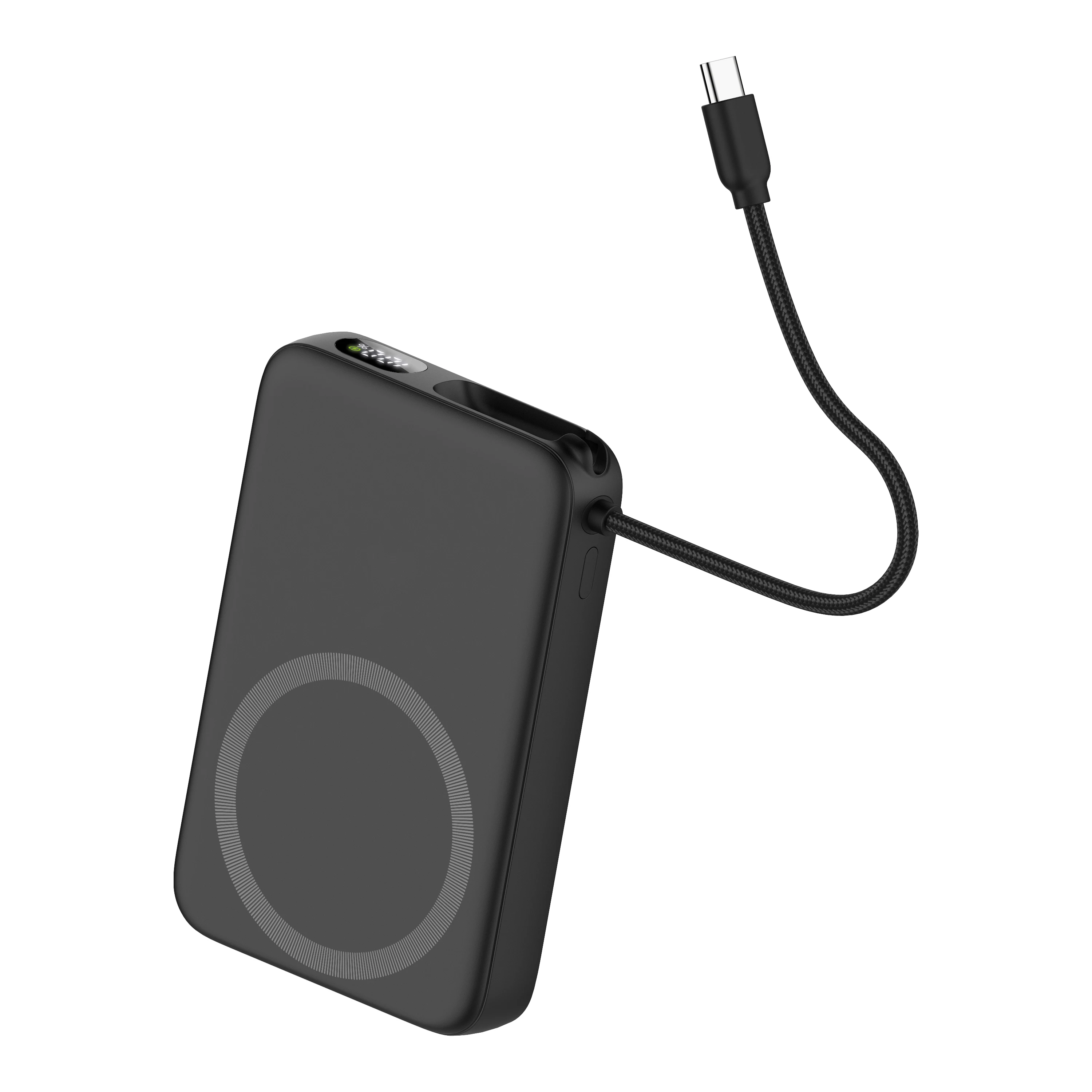 Magnetic Power Bank 10000mAh Built-in Type-C Cable 20W Digital Display Portable Charger PB191-C Compatible with iPhone 17/16/15
