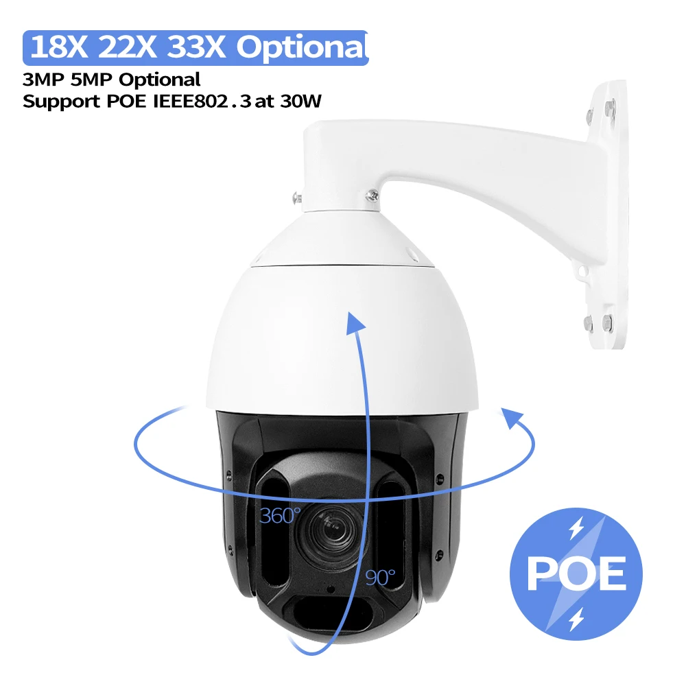 Compatible HIK TVT Cross Line Detection 5MP 22x Zoom 150m IP POE PTZ Dome  Camera IR CCTV Surveillance Security Camera