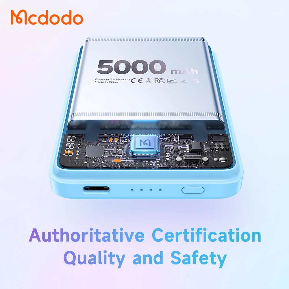 Mcdodo Новый 5000 мАч магнитный Power Bank мини-зарядное устройство 15 Вт беспроводной + 20 PD магнитное портативное