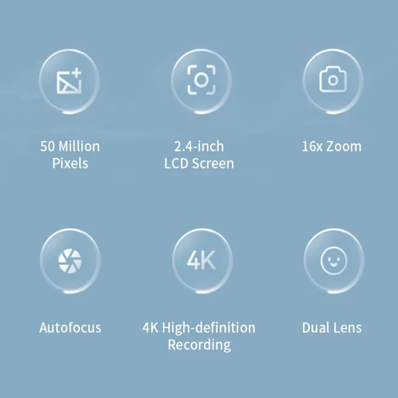 4K Digital Camera 50 Megapixels HD Photography Travel Selfie Camara 2.4inch Screen Entry-Level Kids Campus Selfie Mini Retro Cam