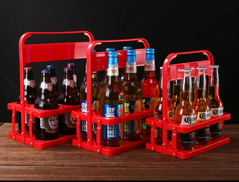 Portable Plastic Beverage Carrier 6 Pack Beer Rack Basket Foldable Beer