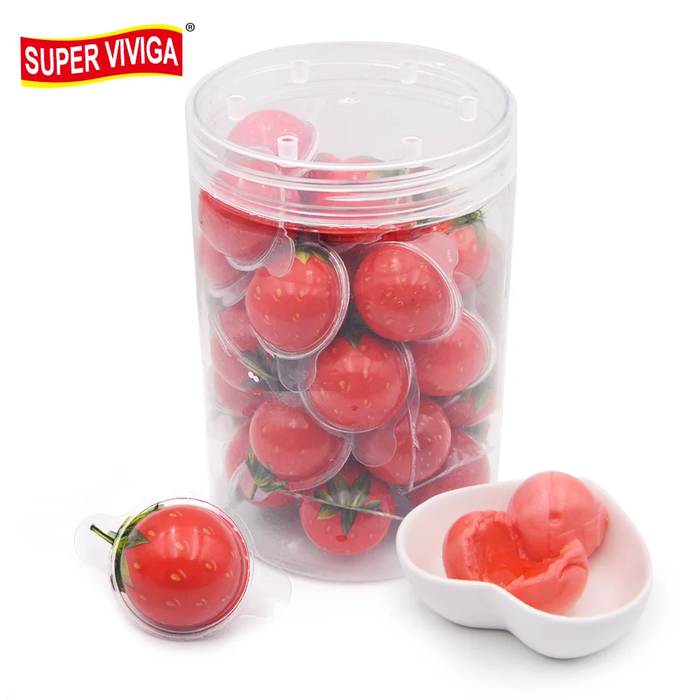 OEM 10g 3D Grape Strawberry Jam Flavored Center Filled Ball Jelly Gummy