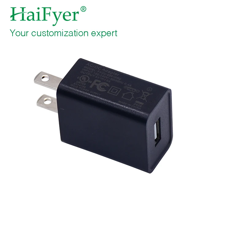 UL Listed Universal Small Cube Plug in US Plug PC Fireproof 5W USB a Port 5 Volt 1Amp Wall Charger Adapter Micro Usb