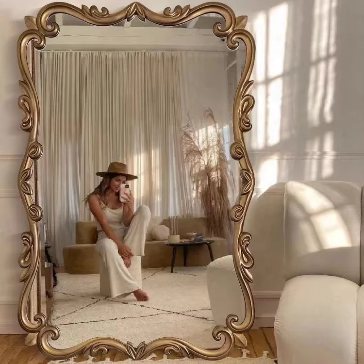 Antique French Wall Mirror - Full Length Dressing Mirror
