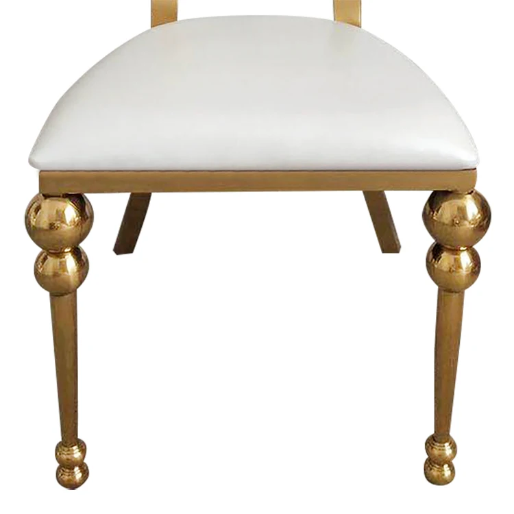 Wholesale Luxury Party Wedding Dining Room Furniture Decor Gold Stainless Steel Metal Throne Banquet Chair with Leather Cushion