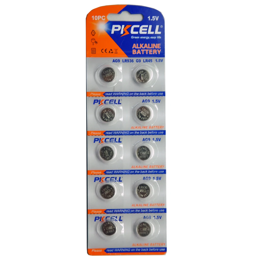 PKCELL brand  battery 1.5v ag9 lr45 alkaline dry cell