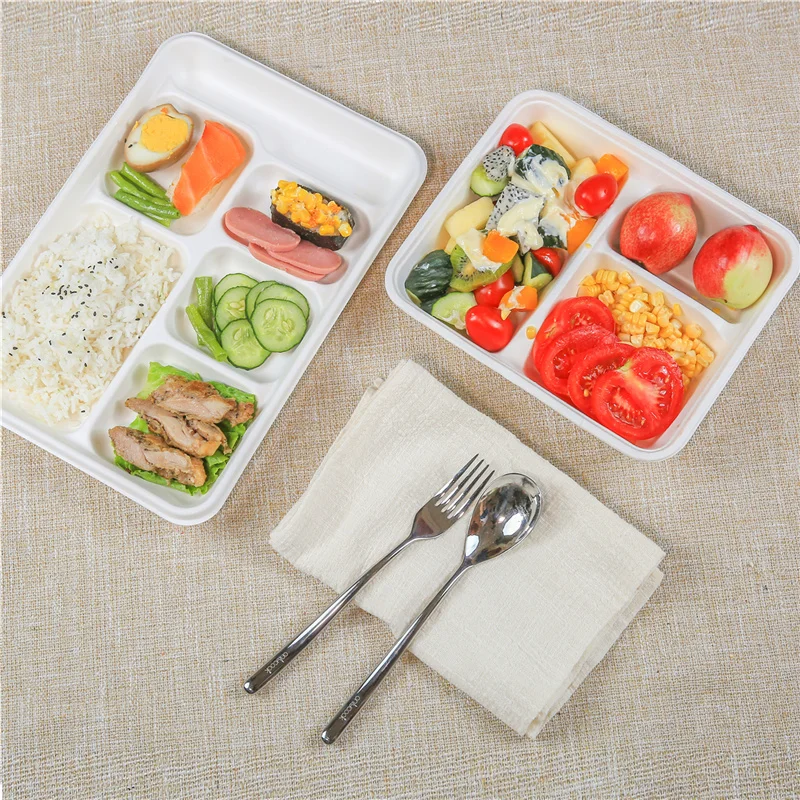 Take Out Containers Fiber Bagasse 6 HL Bagasse Blend Hinged Large Container