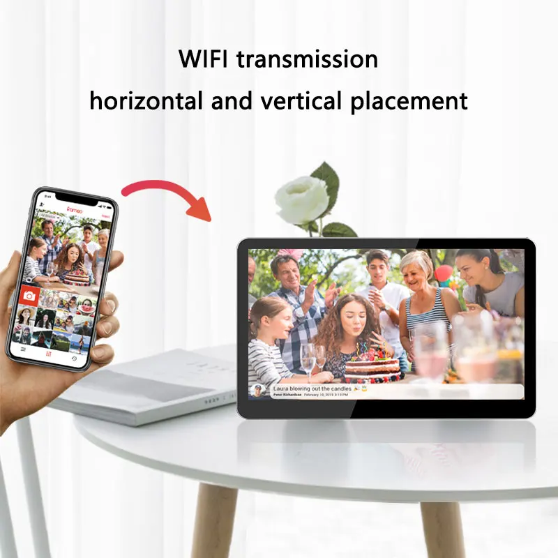 Frameo 10.1 Inch WiFi Digital Photo Frame with 1280x800 IPS Touch Screen Easy to Share Photos Videos Video Playback Function