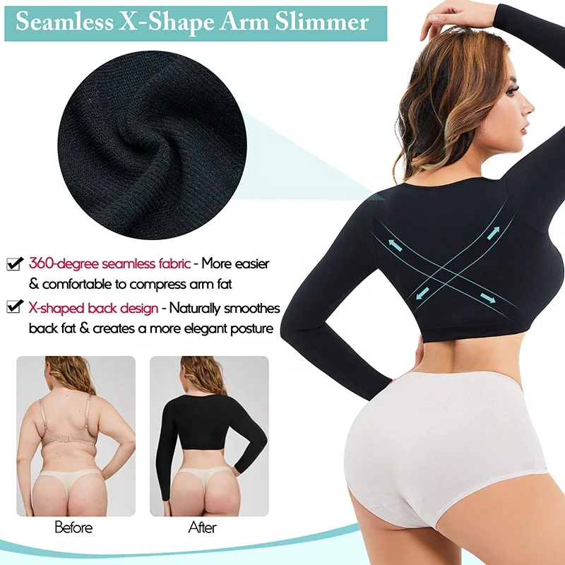 Arm Slimmer Compression Shaper Post Surgery Slimmer Sleeves Back Support Shapewear Tops Seamless Arms Lipo Compression Garments
