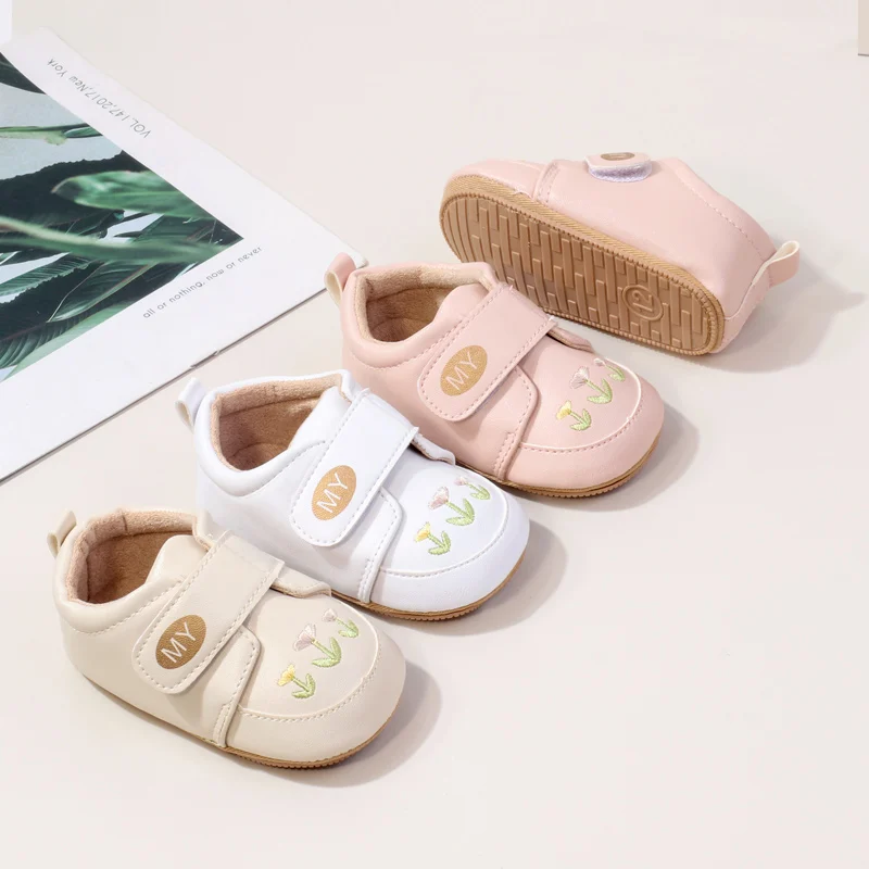 Wholesale Hook&loop Design Baby Toddler Walking Shoes Ant-slip TPR Outsole Baby Walking Shoees