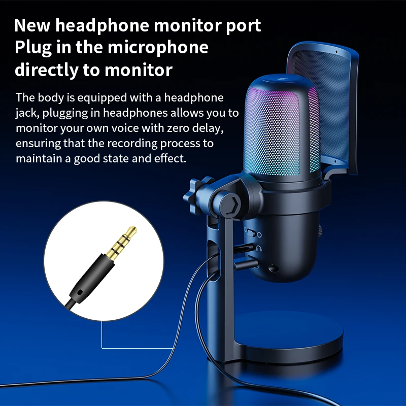 Professional Omnidirectional Desktop Microphone Low Frequency Microphone Condenser Microphone and Audio Interface