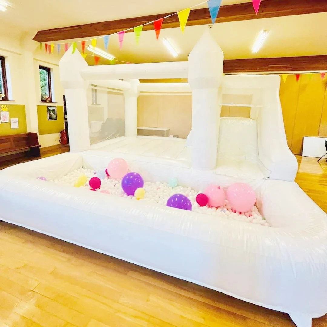 6.5Ft Toddler Commercial White Bounce House Mini Soft Play Inflatable Bouncer House 8Ft Pink Blow Up Jumper-777027