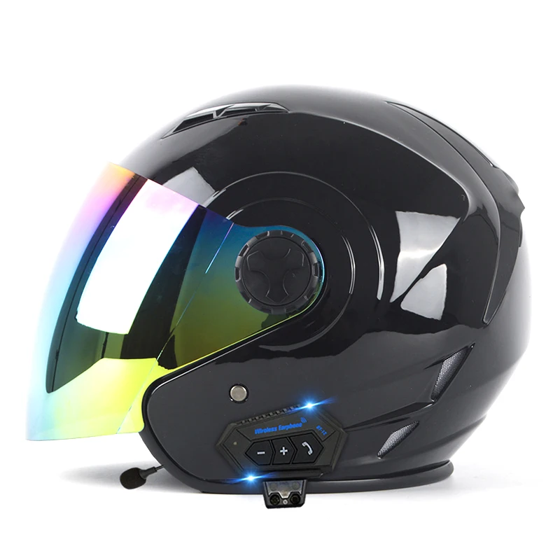 Smart Wireless 3/4 Open Face Electric Motorcycle Helmet with Built-in for Bluetooth Headphone & Microphone Ridi Motorbike Smart Wireless 3/4 Open Face Electric Motorcycle Helmet with Built-in for Bluetooth Headphone & Microphone Ridi Motorbike